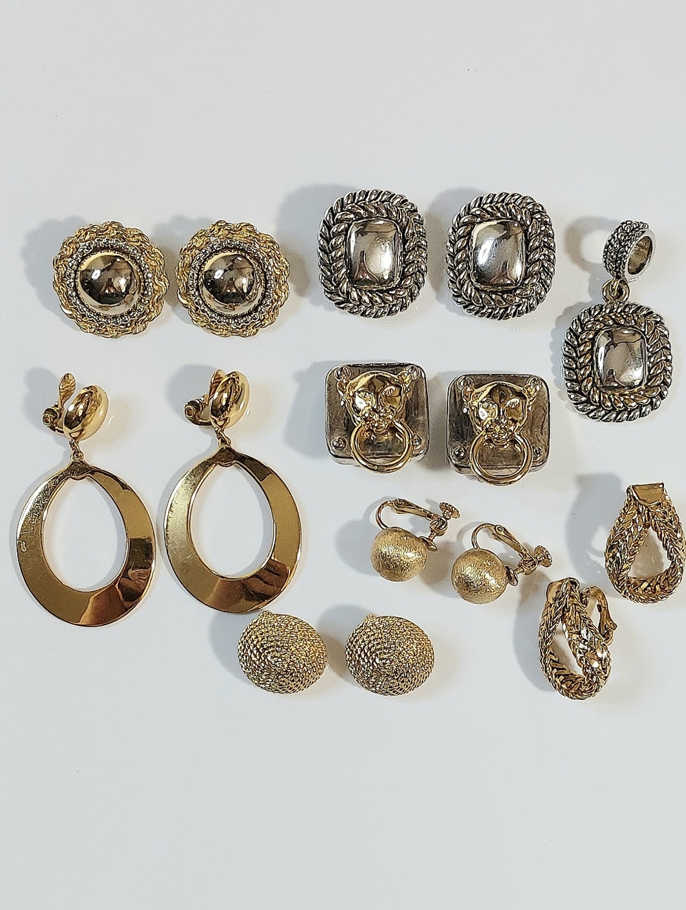 Gold and Silver Vintage Clip On Earrings - Women Jewelry